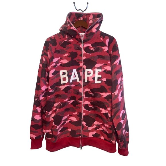 Bape Other - BAPE Vintage Red Camo Bathing Ape Full Zip Sweatshirt Jacket  Size Medium
